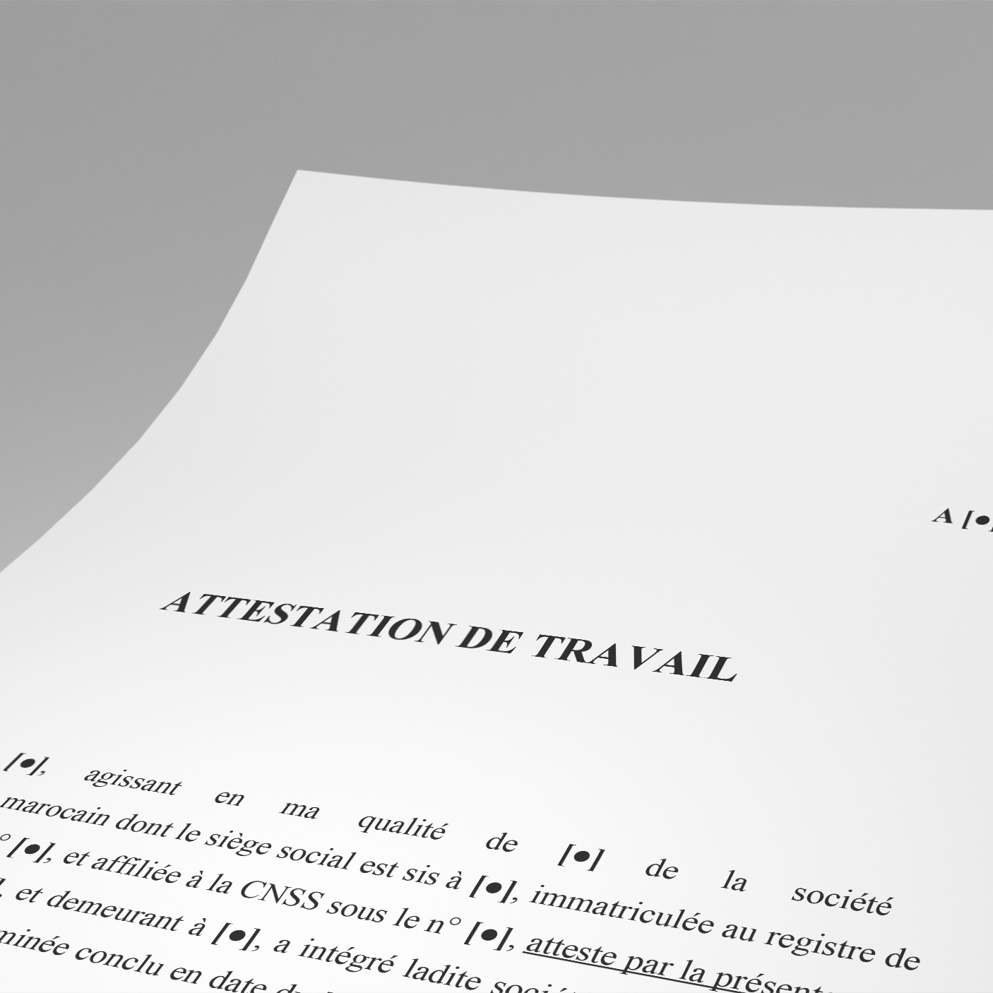 نموذج شهادة الشغل « بالفرنسية »